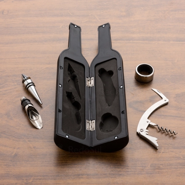 Kit Vinho Personalizado Formato Garrafa com 4 Peças